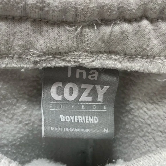 TNA Cozy Fleece Boyfriend Sweatpants - off white colour - Picture 1 of 8